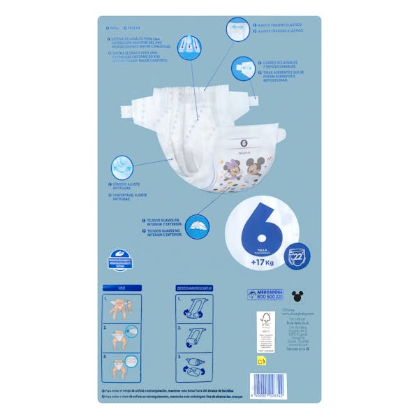 Pañales bebé talla 6 Deliplus de +17 kg