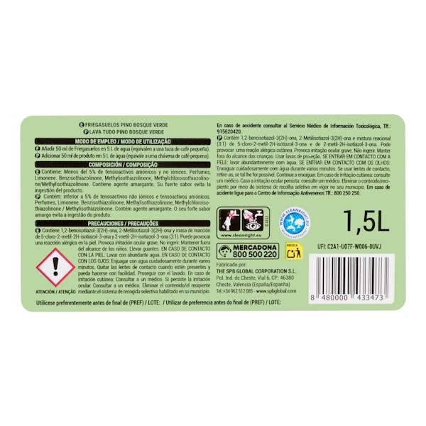 Friegasuelos Pino Bosque Verde líquido