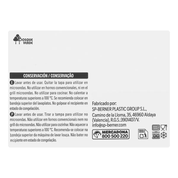 Recipiente de plástico rectangular 1,1L Bosque Verde