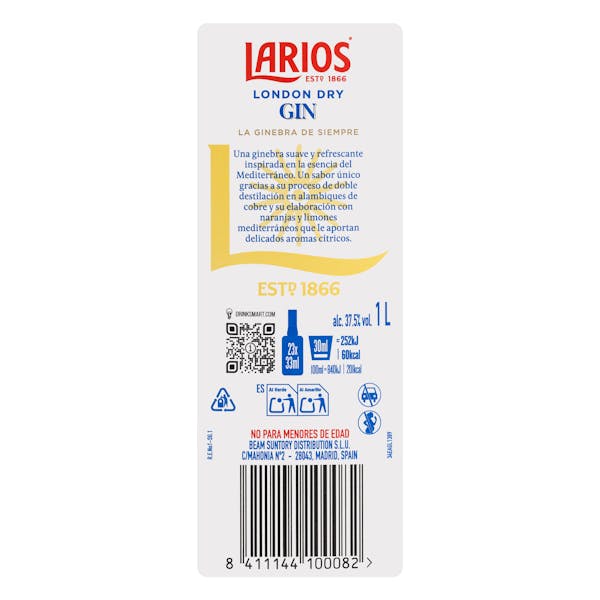 Ginebra London Dry Gin Larios