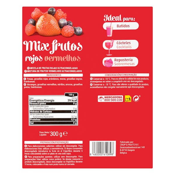 Mix frutos rojos Hacendado ultracongeladas