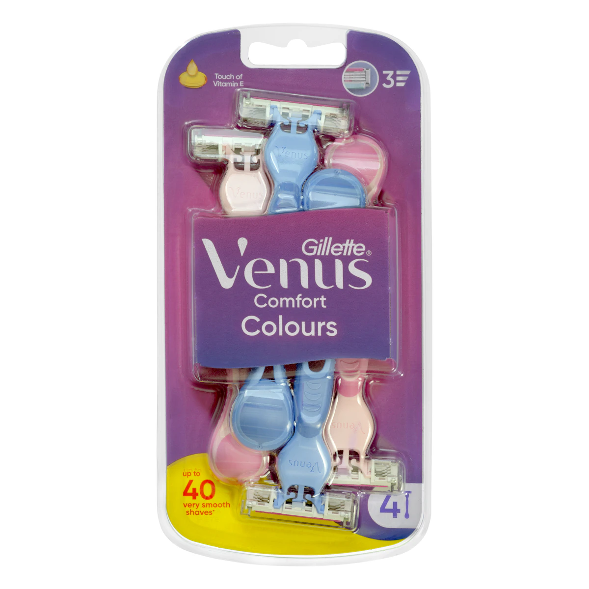 Maquinillas depilación desechables Gillette Venus 3 hojas Colors – Mercadona – صورة إعلانية للمنتج