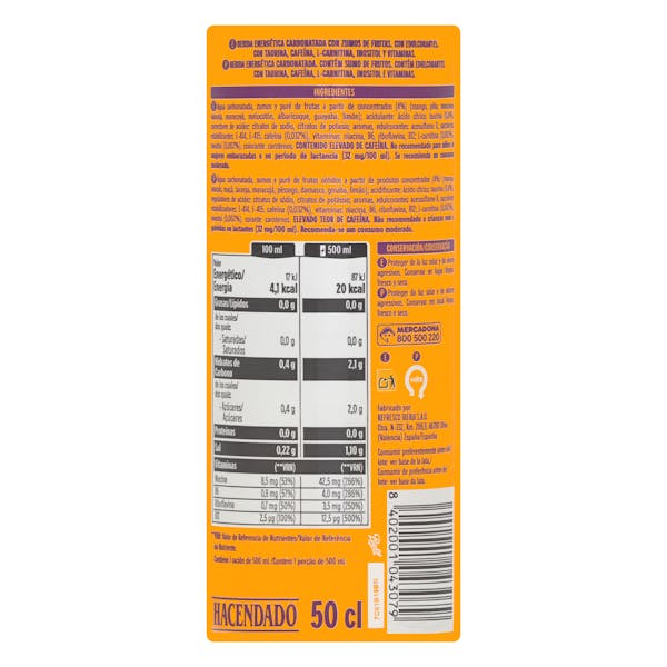 Bebida energética Zero Full Tropic Energy drink Hacendado