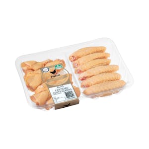 Alas partidas de pollo certificado alimentado con un 50% de maíz