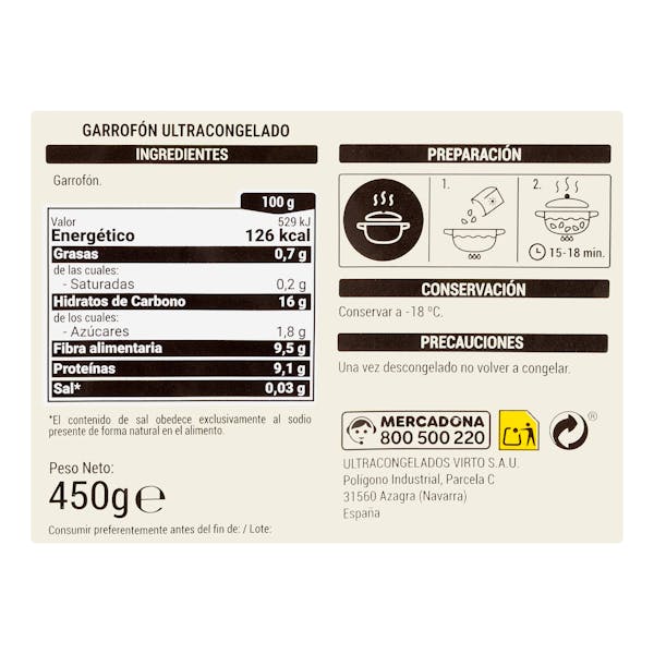 Garrofón Hacendado ultracongelado