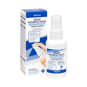 Spray desinfectante antiséptico transparente Deliplus contiene clorhexidina y digluconato 2%