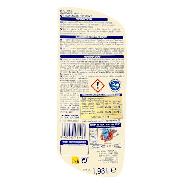 Detergente ropa Pieles Sensibles Bosque Verde líquido