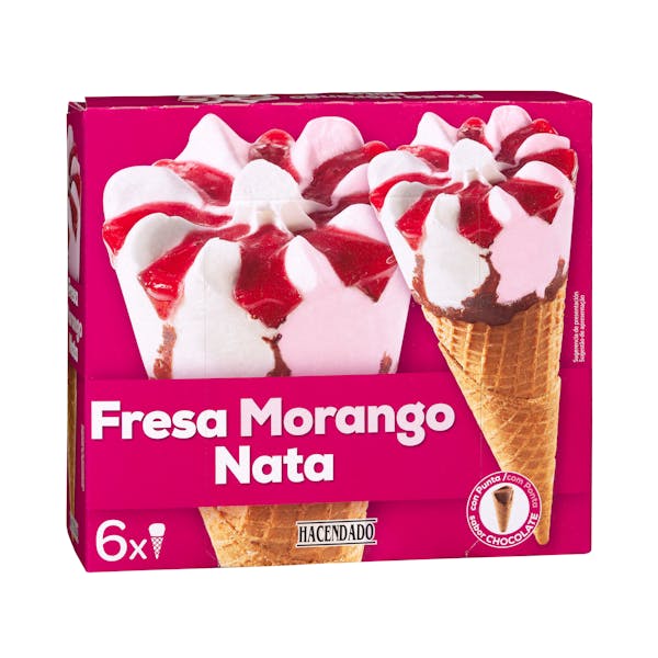 Helado cucurucho fresa nata
