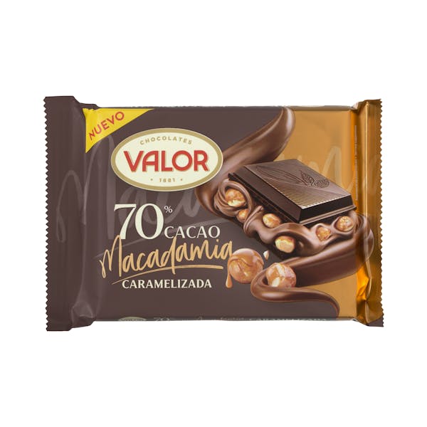 Imagen de Chocolate negro 70% cacao Valor con nueces de macadamia caramelizadas