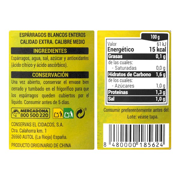 Espárragos blancos medianos Hacendado