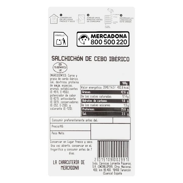 Etiqueta / ingredientes