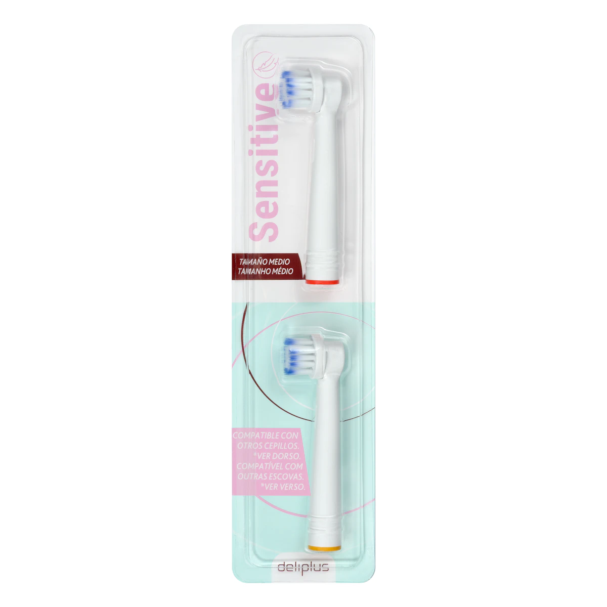 Recambios cepillo dental eléctrico Sensitive Deliplus tamaño medio – Mercadona – صورة إعلانية للمنتج