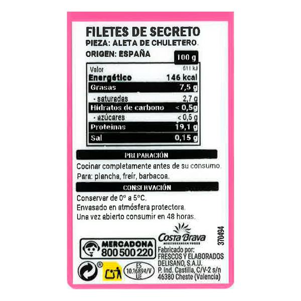 Etiqueta / ingredientes