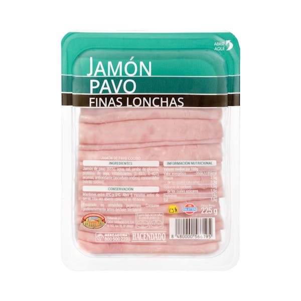 Imagen de Jamón de pavo Hacendado finas lonchas