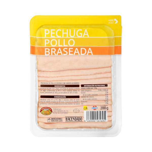 Imagen de Pechuga de pollo braseada Hacendado finas lonchas
