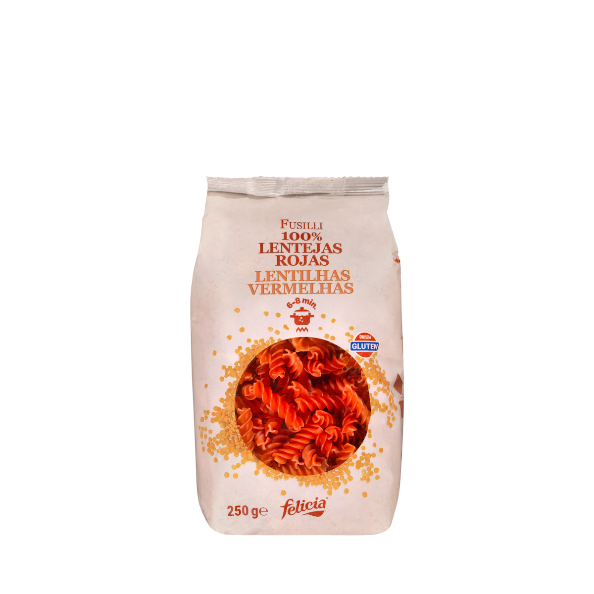 Pasta fusilli 100% lentejas rojas Felicia – Mercadona – صورة إعلانية للمنتج
