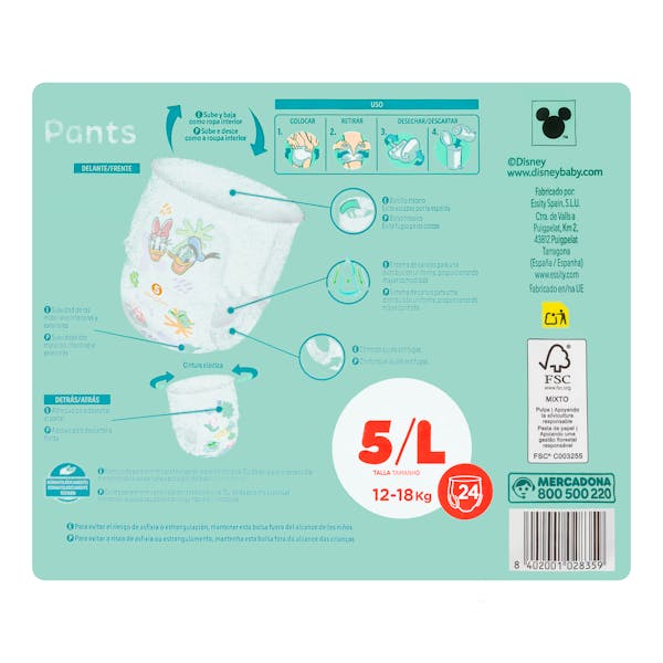 Pañal bebé braguita talla L de 12-18 kg Deliplus