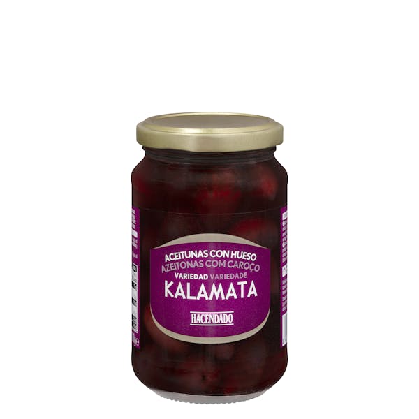 Aceitunas negras Kalamata Hacendado con hueso