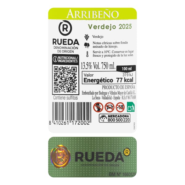 Vino blanco verdejo Arribeño DO Rueda