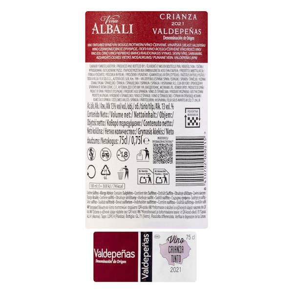Vino tinto crianza Viña Albali DO Valdepeñas