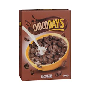 Chocodays wheat flakes cereal with chocolate Hacendado