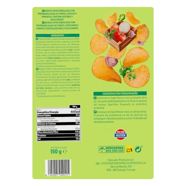 Patatas fritas onduladas sabor campestre Hacendado
