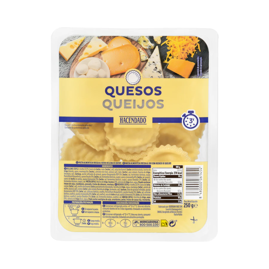 Pasta fresca girasoles rellena de quesos Hacendado – Mercadona – صورة المنتج