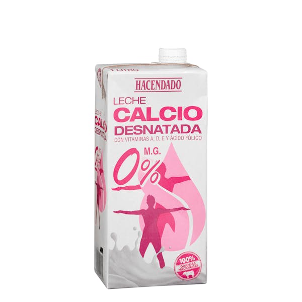 Leche desnatada calcio Hacendado
