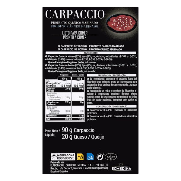 Carpaccio de vacuno