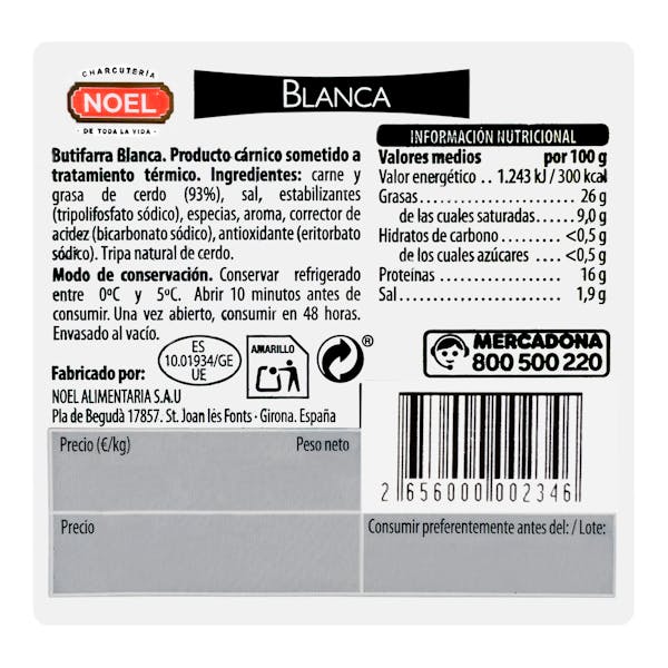 Butifarra blanca Hacendado