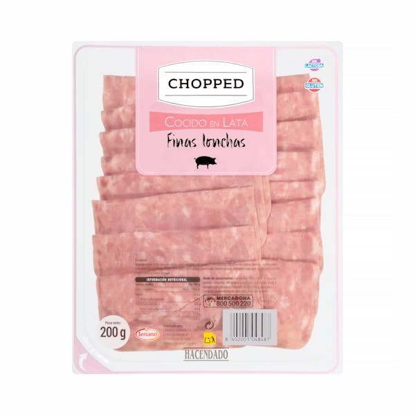 Imagen de Chopped cocido en lata Hacendado finas lonchas