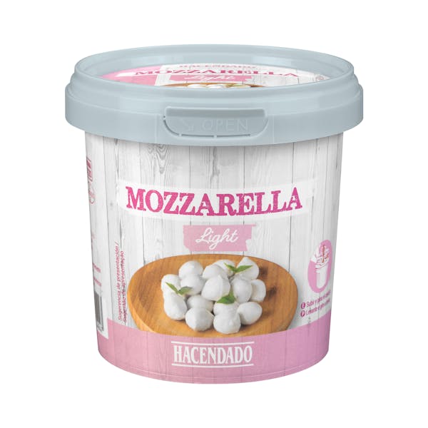 Mozzarella fresca light de vaca Hacendado en perlas