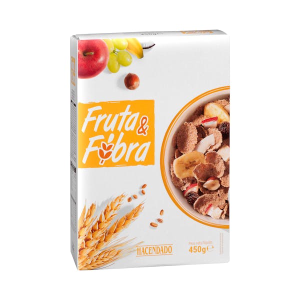 Cereales con salvado de trigo Fruta y Fibra Hacendado