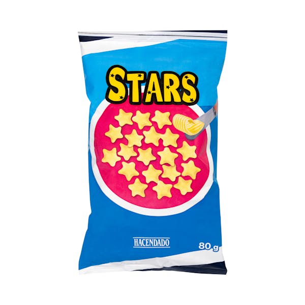 Snack de maíz Stars sabor mantequilla Hacendado