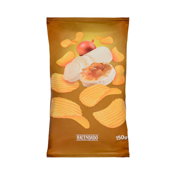 Imagen de Patatas fritas onduladas sabor queso de cabra y cebolla caramelizada Hacendado