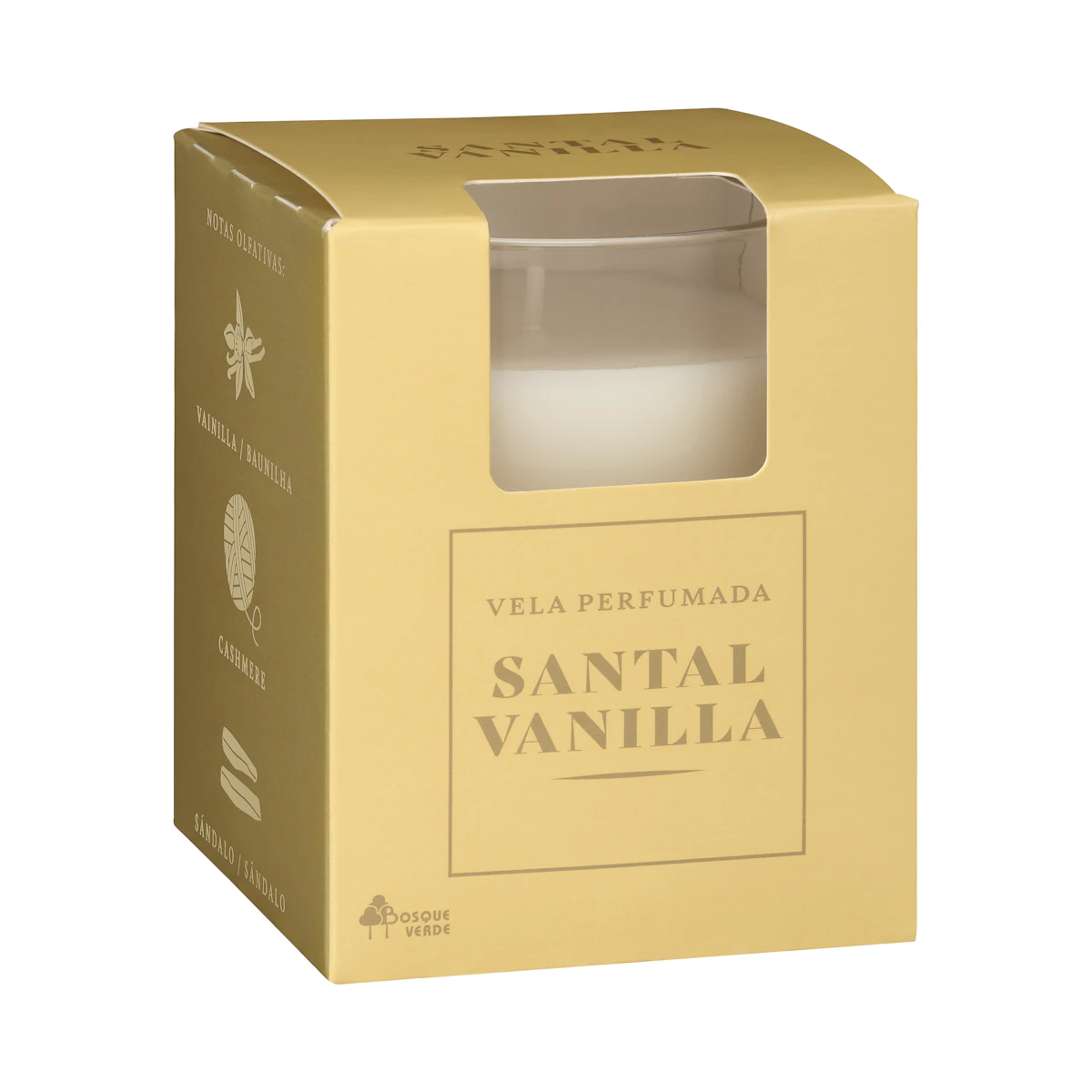 Vela perfumada Santal Vanilla Bosque Verde – Mercadona – صورة إعلانية للمنتج