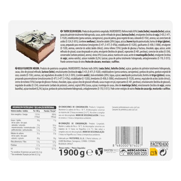 Tarta selva negra Hacendado congelada