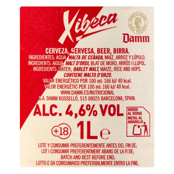 Cerveza suave Xibeca Damm