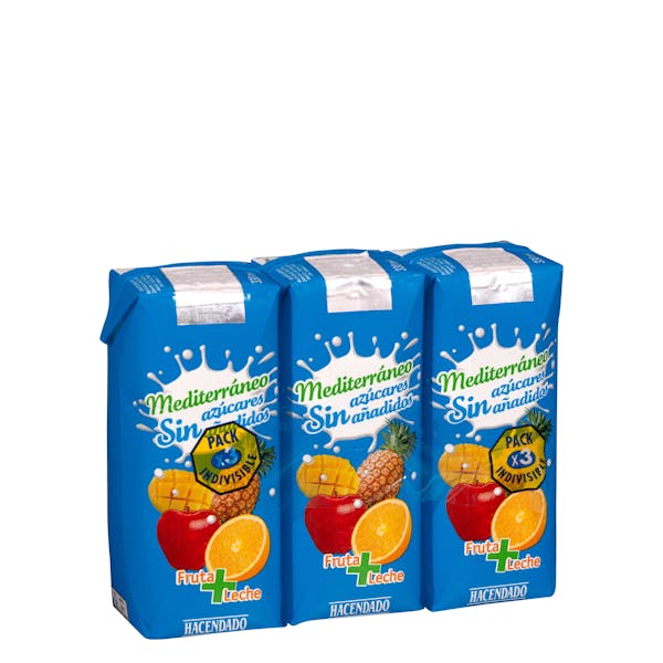 Fruta + leche mediterráneo Hacendado sin azúcares añadidos