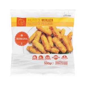 Palitos de merluza a la romana Hacendado ultracongelados