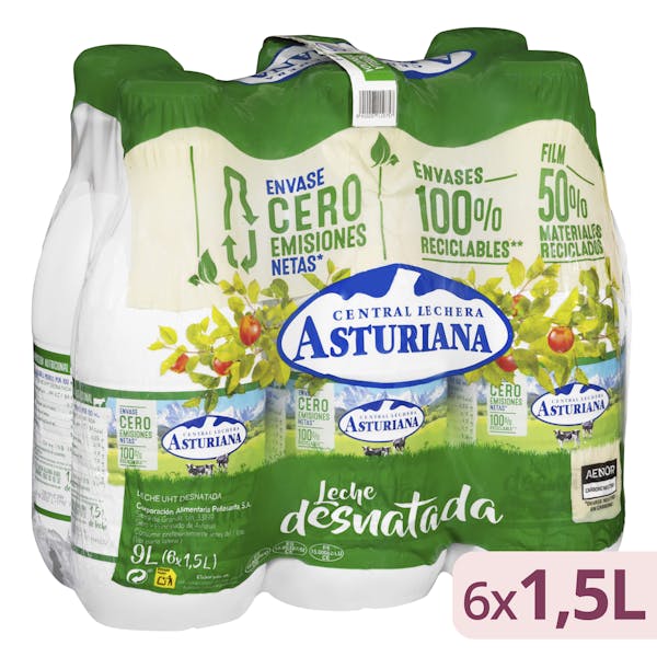 Hacendado Leche semidesnatada sin lactosa Pack 6 botellas x 1,5 l