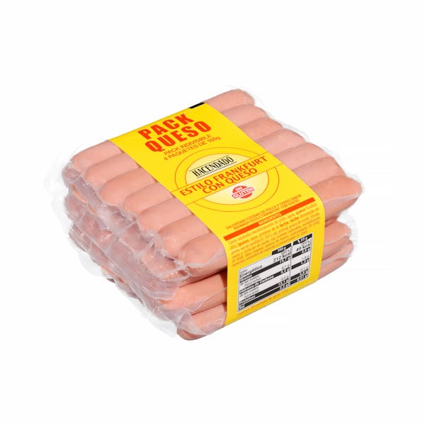 Imagen de Salchichas cocidas estilo Frankfurt con queso Hacendado de pollo y cerdo sabor ahumado