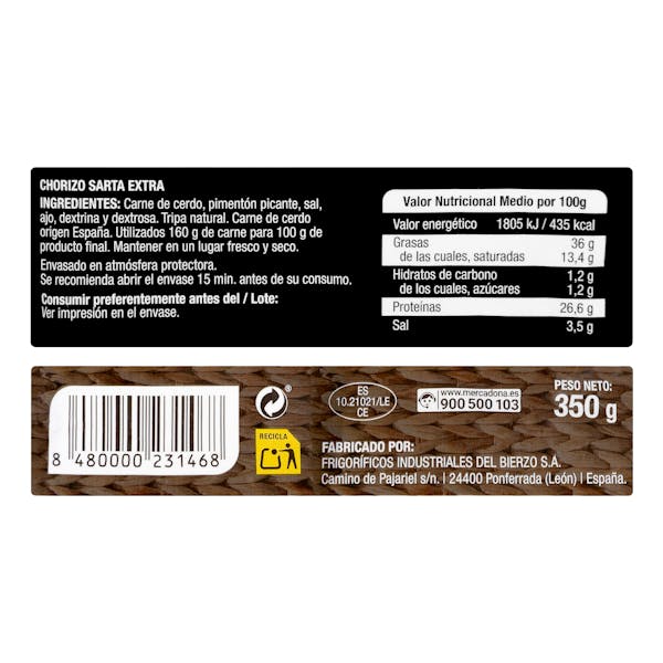 Chorizo sarta picante extra de León Hacendado