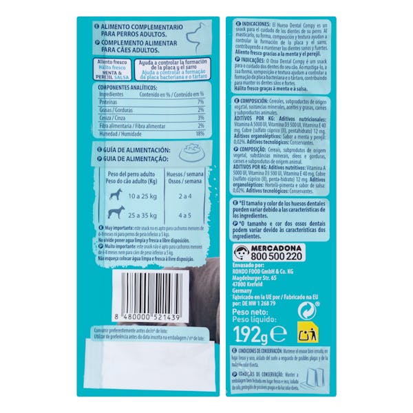 Hueso dental perro adulto sabor menta y perejil Compy