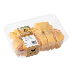 Medio pollo certificado troceado alimentado con un 50% de maíz Bandeja