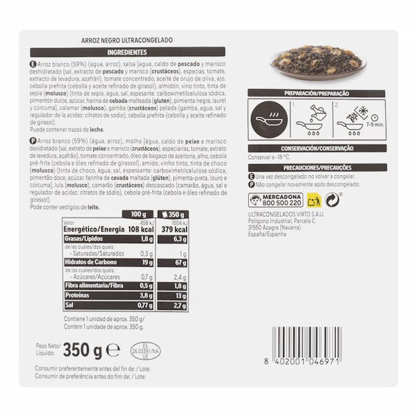 Arroz negro Hacendado ultracongelado
