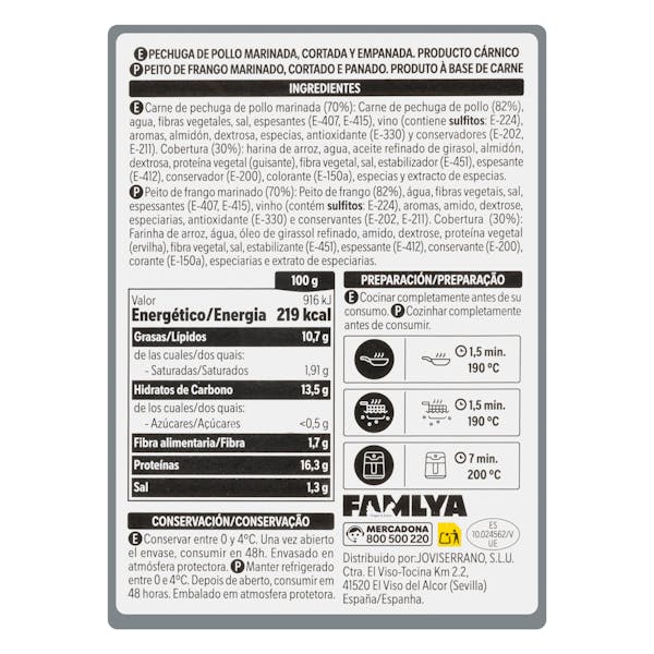 Pechugas de pollo marinadas empanadas