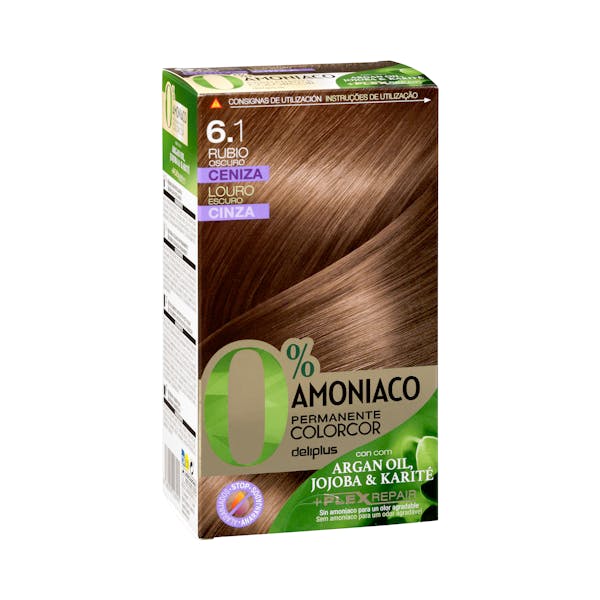 Coloración permanente 0% amoníaco 6.1 rubio oscuro ceniza Colorcor
