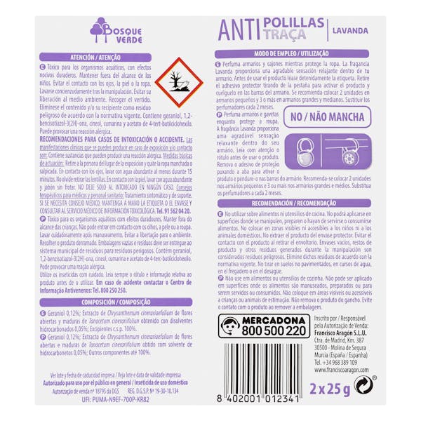 Colgador antipolillas Lavanda Bosque Verde