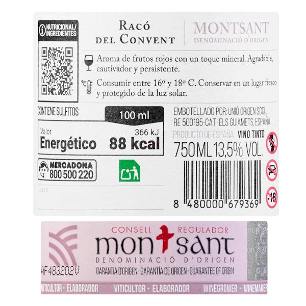 Vino tinto Racó del Convent DO Montsant